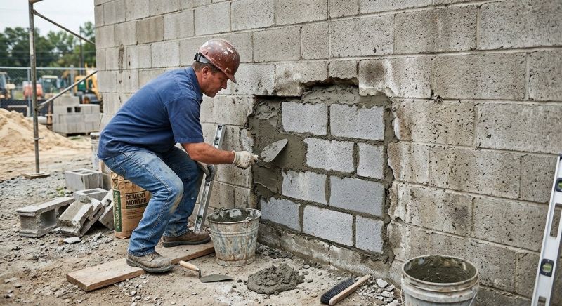 Cinder Block Wall Repair in Cleveland, OH